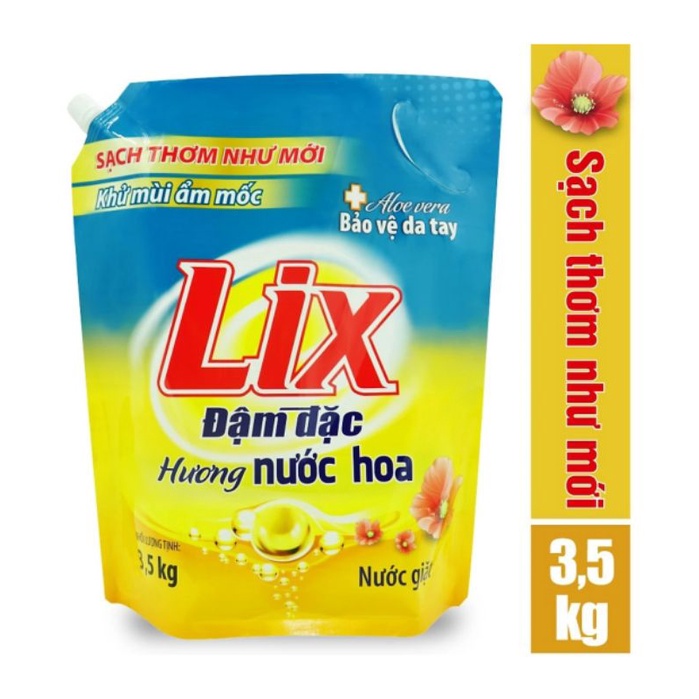 Túi nước giặt Lix đậm đặc hương nước hoa 3.5kg - Tẩy sạch vết bẩn cực mạnh