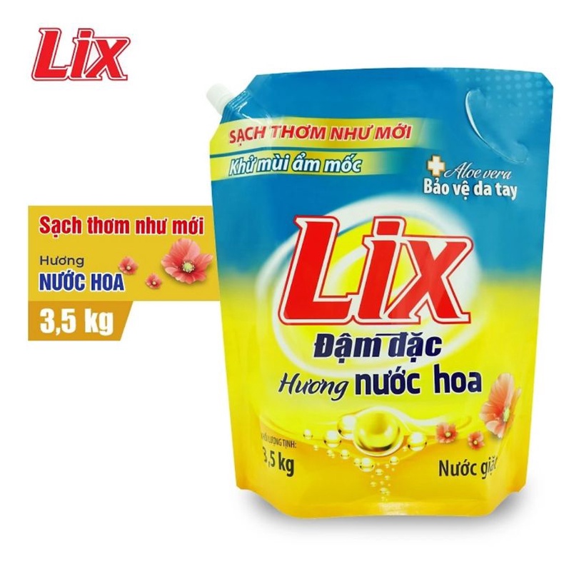 Túi nước giặt Lix đậm đặc hương nước hoa 3.5kg - Tẩy sạch vết bẩn cực mạnh