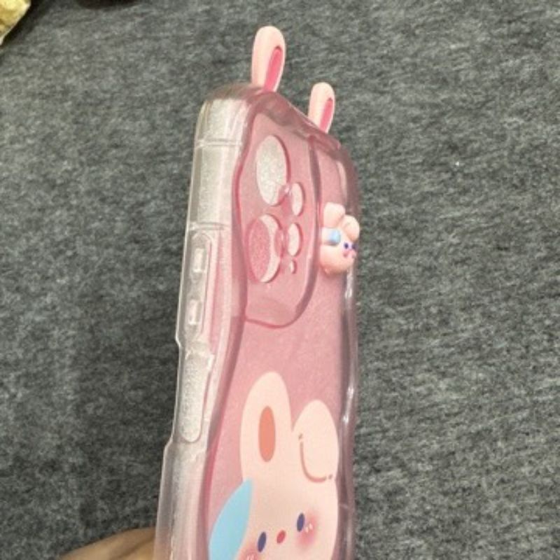 Case ốp lưng Xiaomi Redmi Note 12 4G tai thỏ hồng siêu dễ thương bảo vệ camera