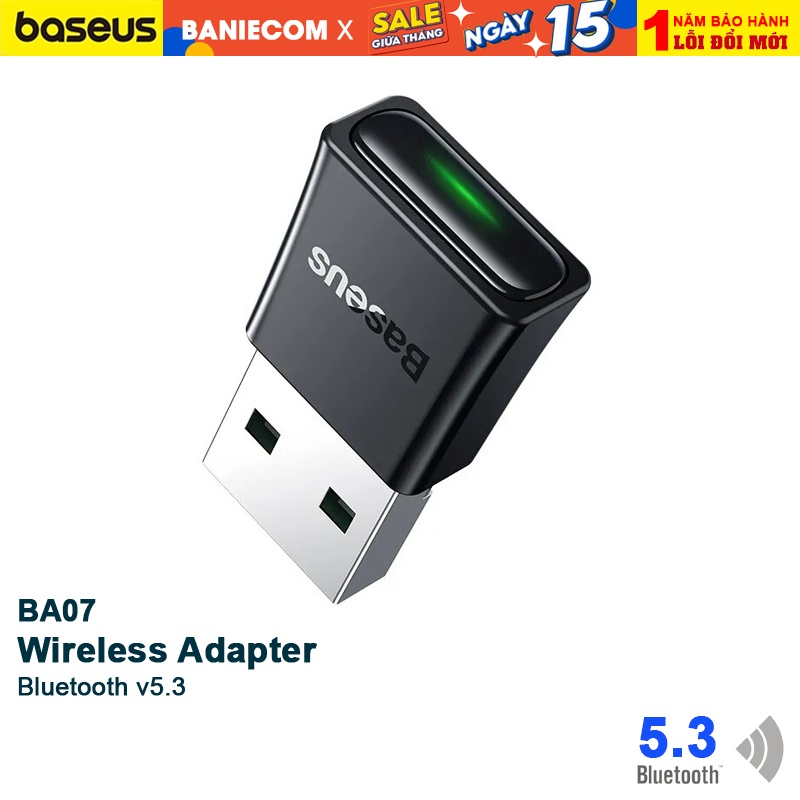 Đầu chuyển đổi không dây BASEUS BA07 USB bluetooth 5.3 độ phân giải cao thích hợp cho loa laptop/PC - BANIECOM