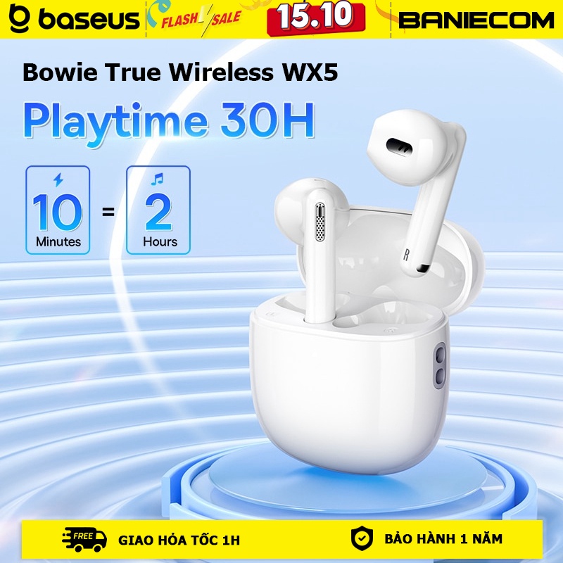 Tai nghe Bluetooth Baseus Bowie WX5 True Wireless Earphones v5.3 0.06' Low Latency TWS Headphone 4-Mic - BANIECOM - BANI