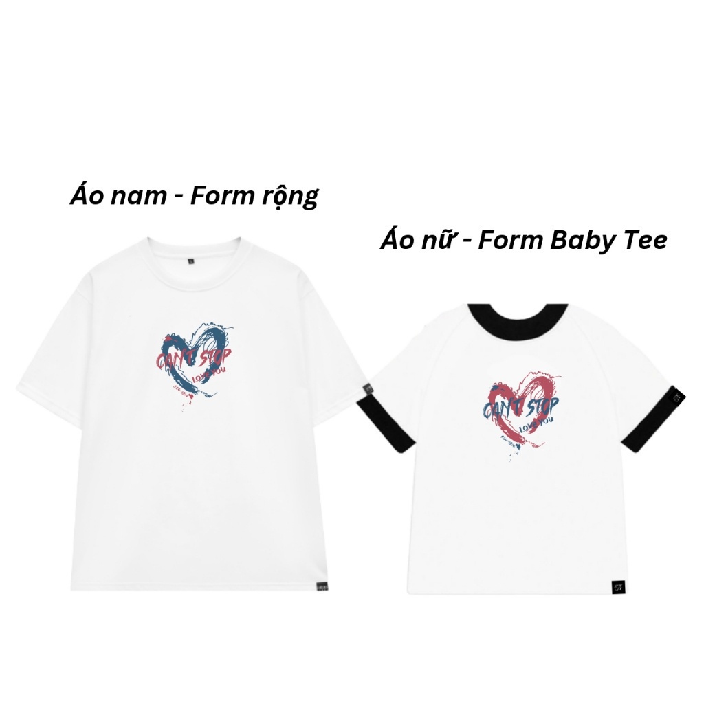 Áo phông cặp đôi Small Things ST áo thun đôi cổ tròn tay lỡ áo nam form rộng áo nữ form baby tee Can't Stop Love You