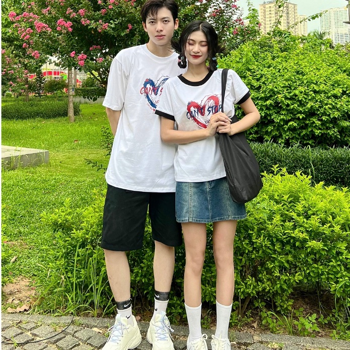 Áo phông cặp đôi Small Things ST áo thun đôi cổ tròn tay lỡ áo nam form rộng áo nữ form baby tee Can't Stop Love You