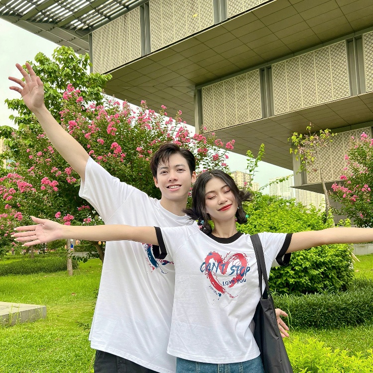 Áo phông cặp đôi Small Things ST áo thun đôi cổ tròn tay lỡ áo nam form rộng áo nữ form baby tee Can't Stop Love You