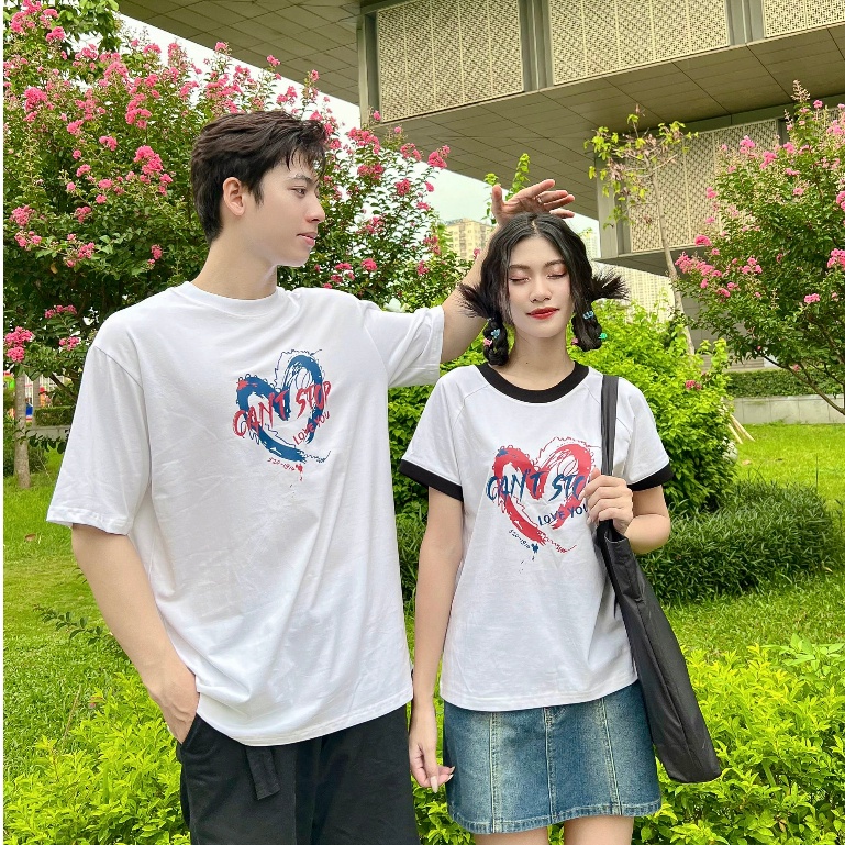 Áo phông cặp đôi Small Things ST áo thun đôi cổ tròn tay lỡ áo nam form rộng áo nữ form baby tee Can't Stop Love You