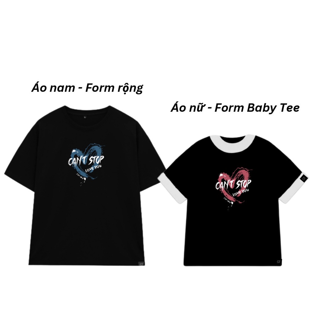 Áo phông cặp đôi Small Things ST áo thun đôi cổ tròn tay lỡ áo nam form rộng áo nữ form baby tee Can't Stop Love You