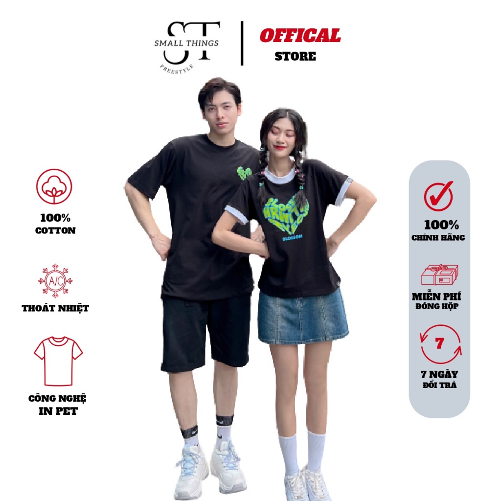 Áo cặp đôi nam nữ form rộng và baby tee áo couple Small Things phong cách hàn quốc cổ tròn tay lỡ cotton BLOSSOM