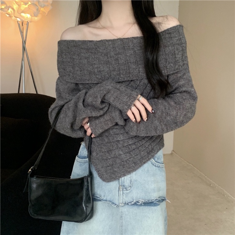 Áo sweater Trễ Vai Tay Dài Phong Cách Thời Trang Mùa Thu Mới Với 4 Màu Lựa Chọn