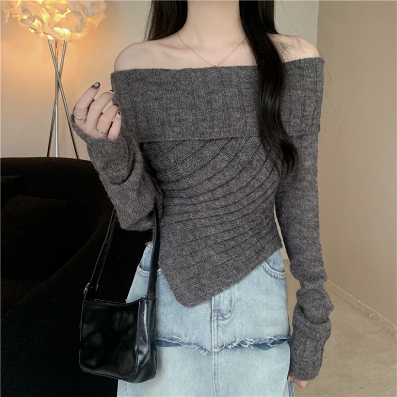 Áo sweater Trễ Vai Tay Dài Phong Cách Thời Trang Mùa Thu Mới Với 4 Màu Lựa Chọn