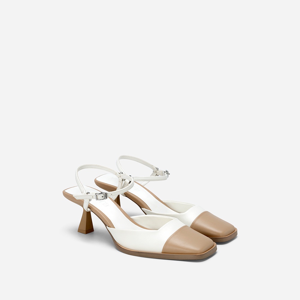 Vasscara Giày Bít Spool Heel Nhấn Mũi Phối Layer - BMN 0595