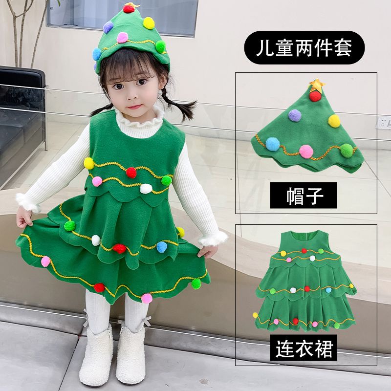 Đầm Hóa Trang Cây Thông Noel Xinh Xắn Cho Bé Gái