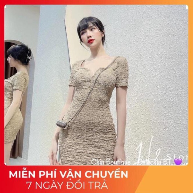 ✔ Đầm Body Len Xốp Cổ V