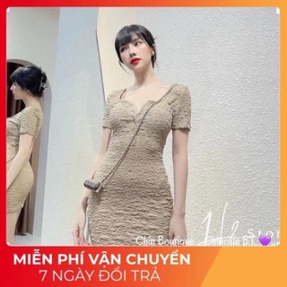 ✔ Đầm Body Len Xốp Cổ V