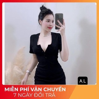 ✔ Đầm Body Len Xốp Cổ V