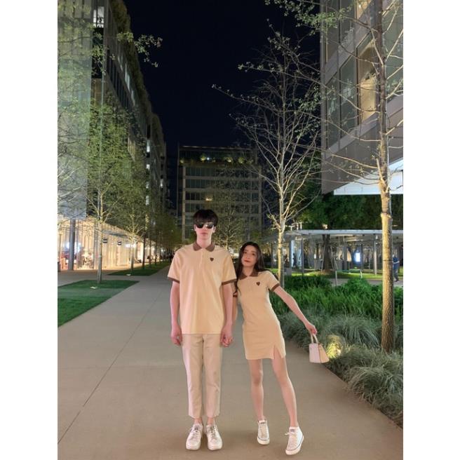 Bộ đôi polo REDAMANCY SET 2 màu đen, be  - váy xuông cùng áo trơn