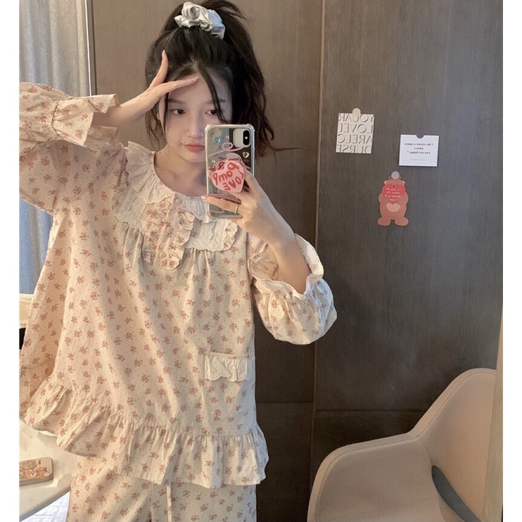 BỘ NGỦ HOA NHÍ XANH MẪU MỚI ULZZANG