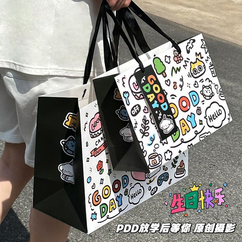 Hộp Quà Tặng Túi Xách Tay Sức Chứa Lớn Họa Tiết Hoạt Hình graffiti Dễ Thương