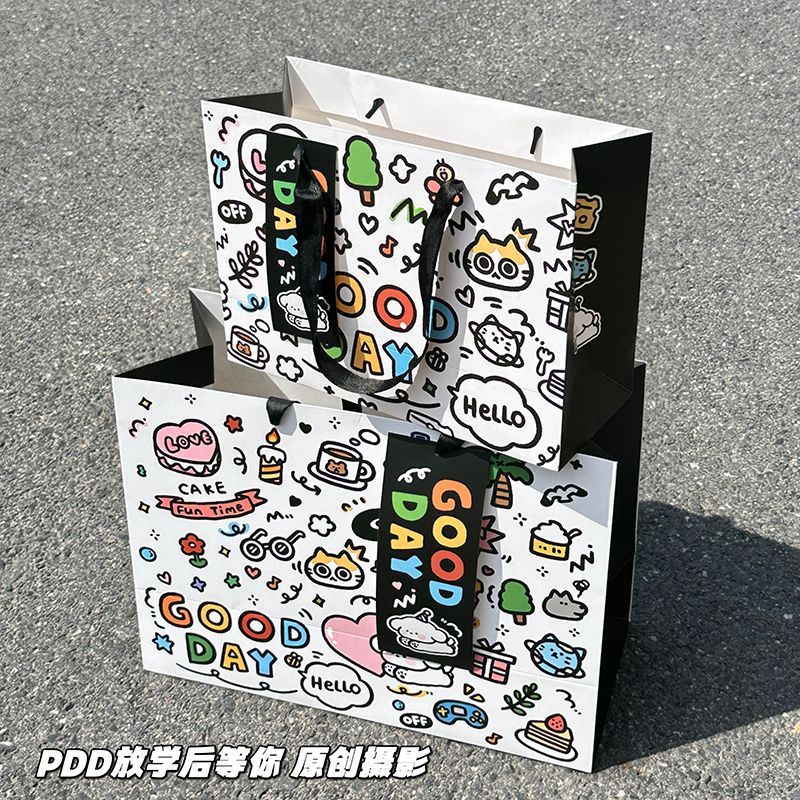 Hộp Quà Tặng Túi Xách Tay Sức Chứa Lớn Họa Tiết Hoạt Hình graffiti Dễ Thương