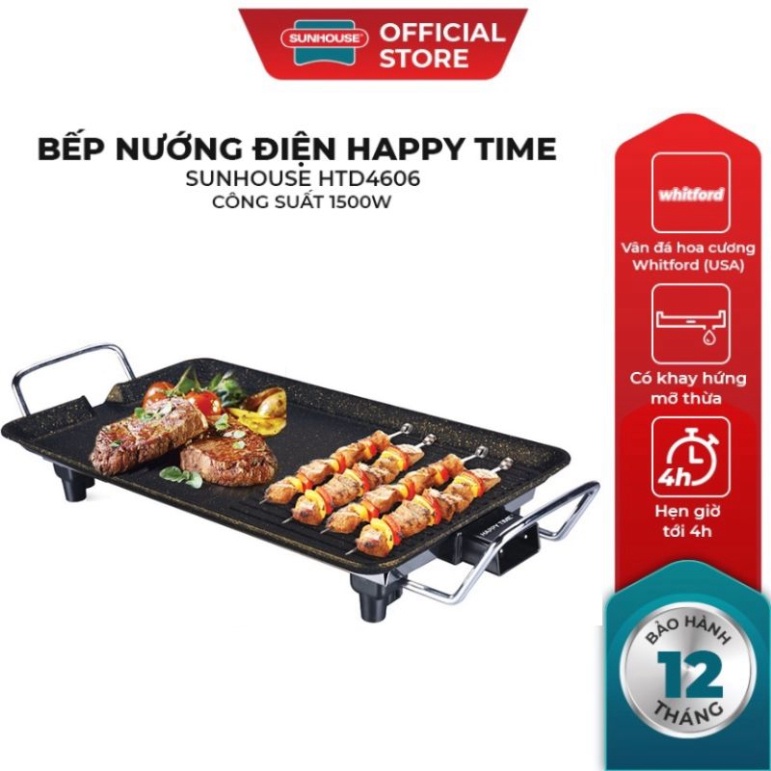 Bếp nướng điện SUNHOUSE Happy Time HTD4606 - HTD4607 Bảo hành chính hãng 12 tháng