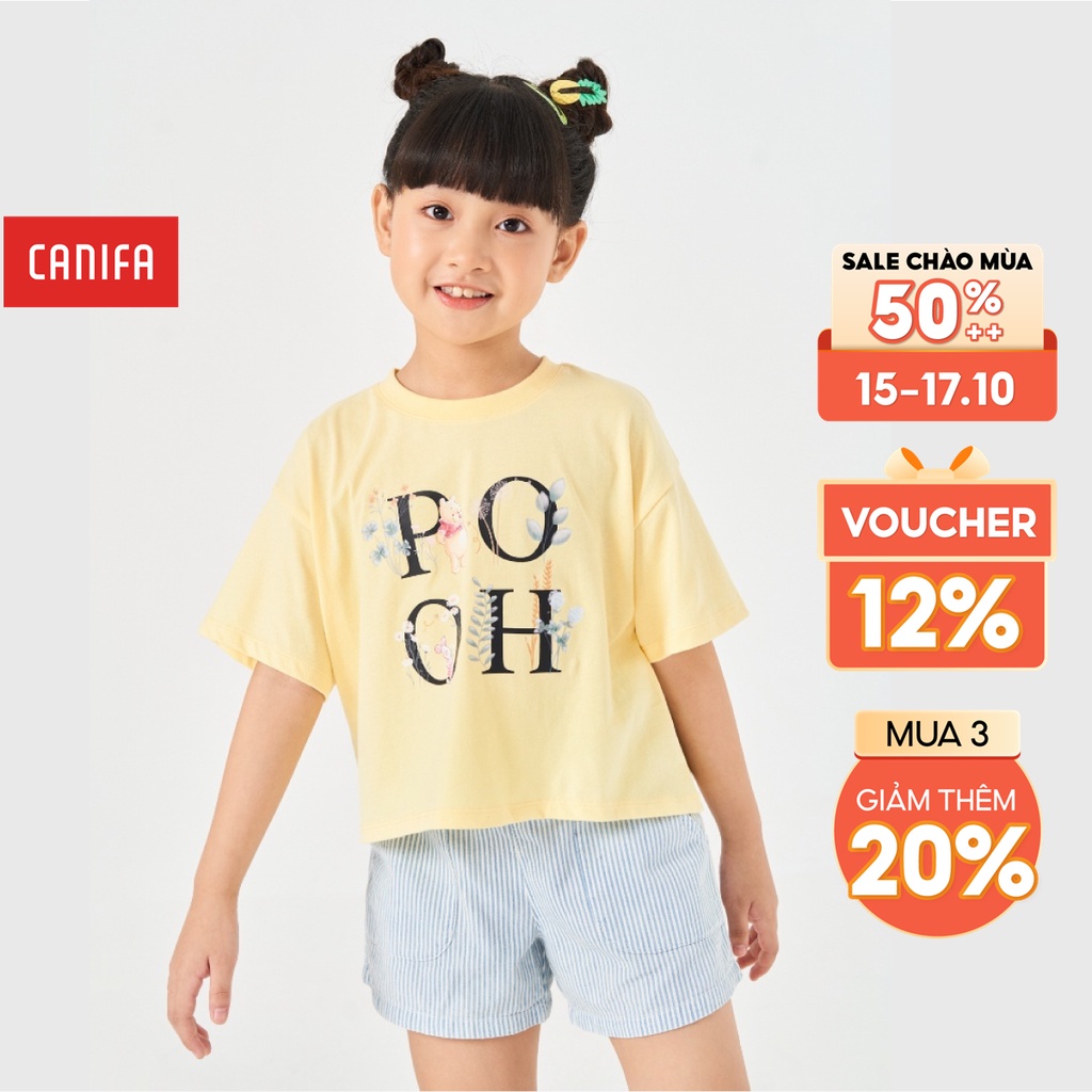 Áo phông bé gái CANIFA in họa tiết nhân vật Pooh đáng yêu, dễ thương 1TS22S058