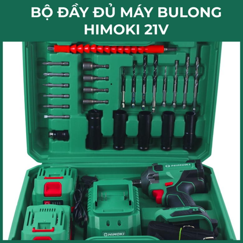 Máy siết bulong Himoki HM-IW450N đầu 2 trong 1 Lực siết 450Nm tặng kèm bộ phụ kiện 25 chi tiết bảo hành chính hãng
