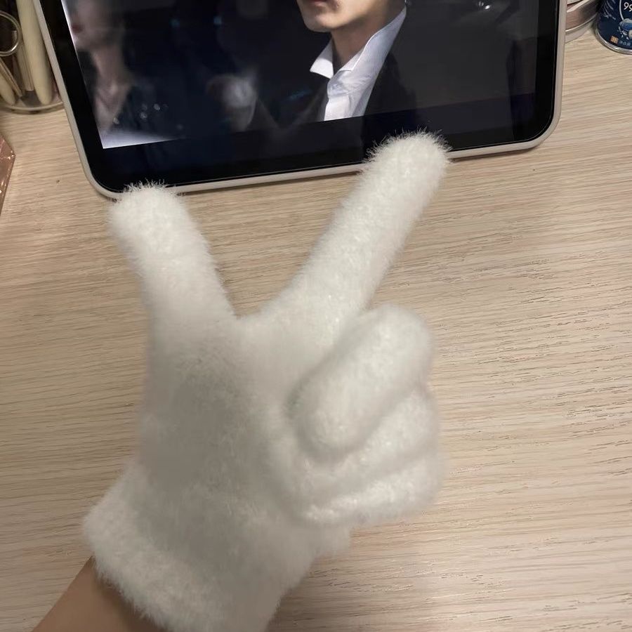 Găng Tay Giả Lông Thỏ Giữ Ấm Mùa Đông Bảo Vệ Ngón Tay Dễ Thương Dành Cho Nữ Sinh Mẫu 2023