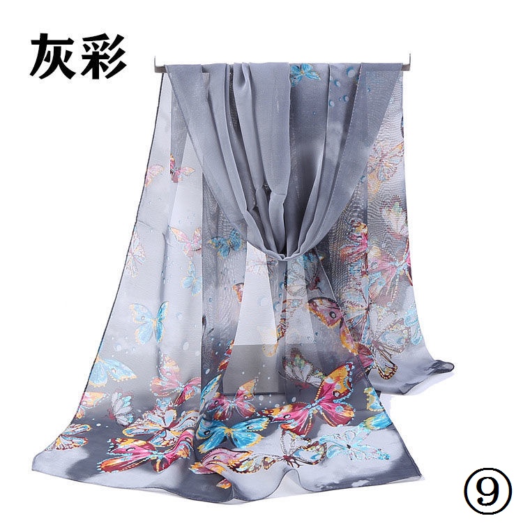 Khăn Choàng Lụa chiffon Mỏng Dài Chống Nắng Phong Cách Cổ Điển Thời Trang Xuân Thu Dễ Phối Đồ