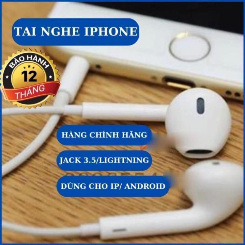 Tai nghe có dây cho 6/7/8/X/X.s/11/12/13/14 màu trắng, CHÍNH HÃNG KHÔNG CẦN BLUETOOTH, jack 3.5mm/ dẹt lighting