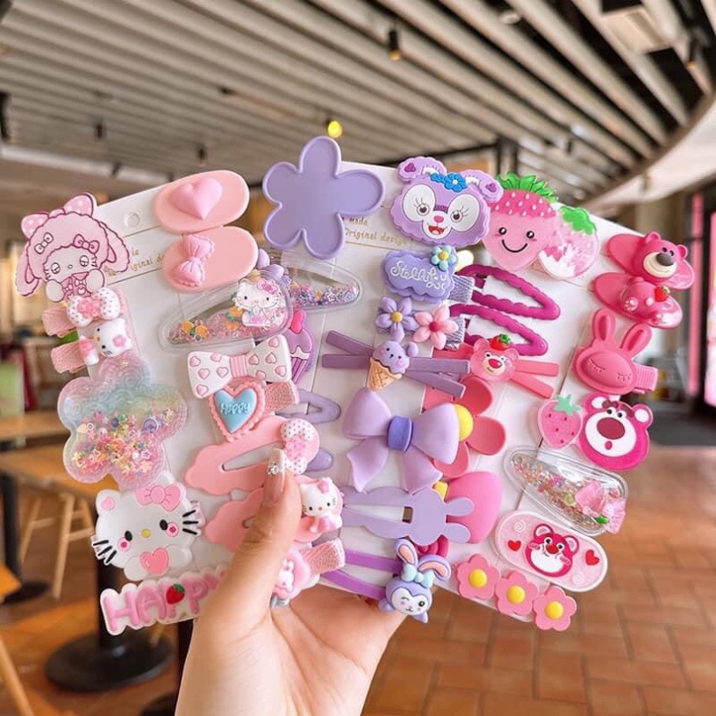 Set kẹp,Cặp,Cột tóc 14 món cho bé gái hình hoạt hình cute xinh xắn hot 2023🍀FREESHIP🍀Combo 14 kẹp tóc hình thú cho bé