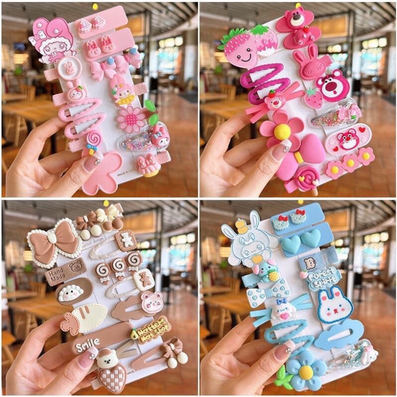 Set kẹp,Cặp,Cột tóc 14 món cho bé gái hình hoạt hình cute xinh xắn hot 2023🍀FREESHIP🍀Combo 14 kẹp tóc hình thú cho bé