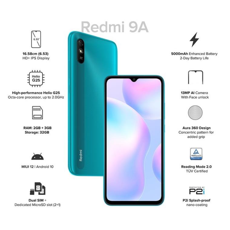 Điện Thoại Xiaomi Redmi 9A 2GB/32GB . Hàng Chính Hãng - Bảo Hành 12 Tháng
