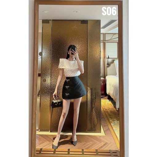 Set áo ren tiểu thư chân váy đính nơ bigsize cao cấp từ 50-100kg