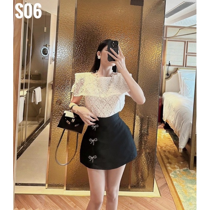 Set áo ren tiểu thư chân váy đính nơ bigsize cao cấp từ 50-100kg