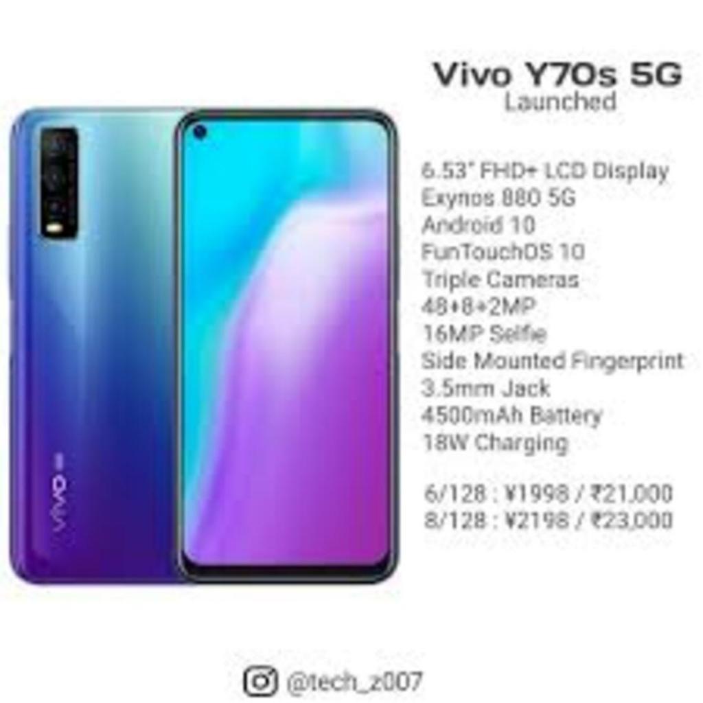 Điện thoại giá rẻ Vivo Y70s 5G ram 8G/128G Chính Hãng, Cấu hình Cao, Cày Game đỉnh, Bảo hành 12 tháng - TC 01