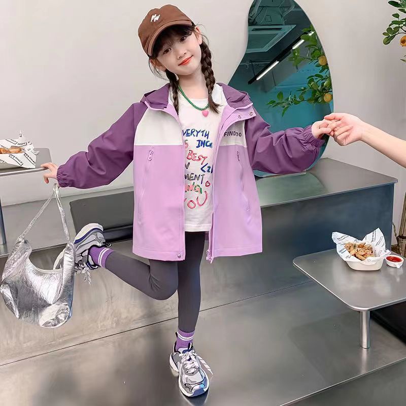 Áo Khoác Thể Thao Có Mũ Trùm Đầu Phong Cách Xuân Thu Cho Bé Gái tre