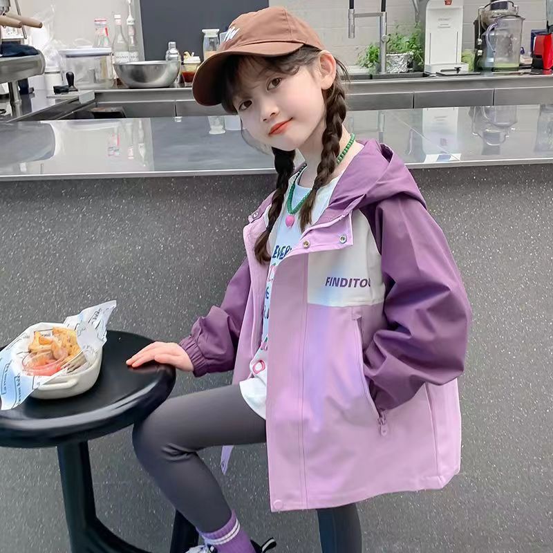 Áo Khoác Thể Thao Có Mũ Trùm Đầu Phong Cách Xuân Thu Cho Bé Gái tre