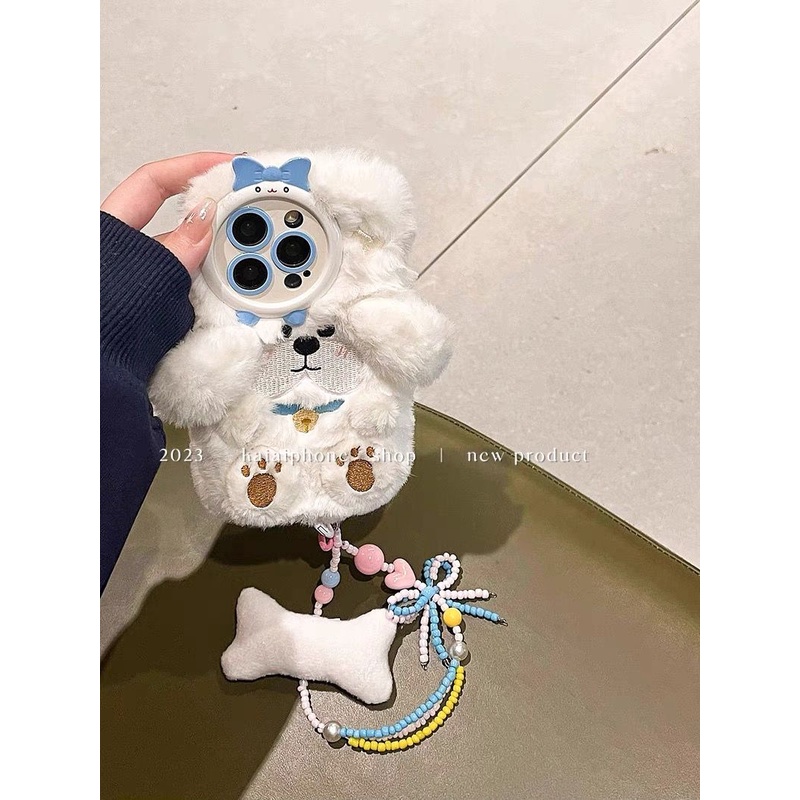Điện Thoại Ốp Điện Thoại Hình Cún Bông Gắn Chuông Xinh Xắn Cho Iphone 15 Pro Max 14 13 12