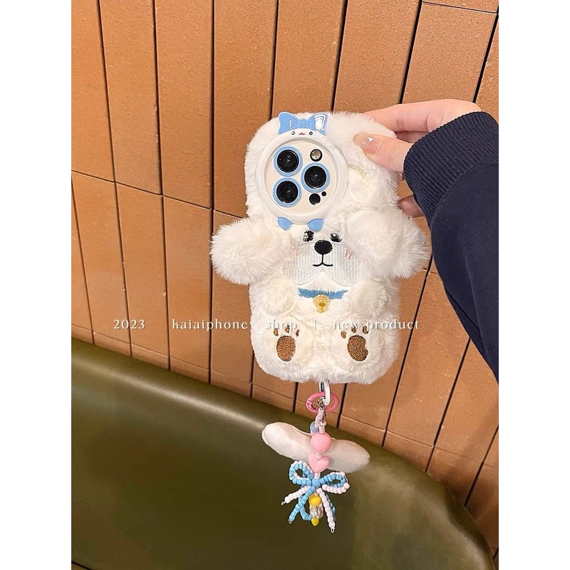 Điện Thoại Ốp Điện Thoại Hình Cún Bông Gắn Chuông Xinh Xắn Cho Iphone 15 Pro Max 14 13 12