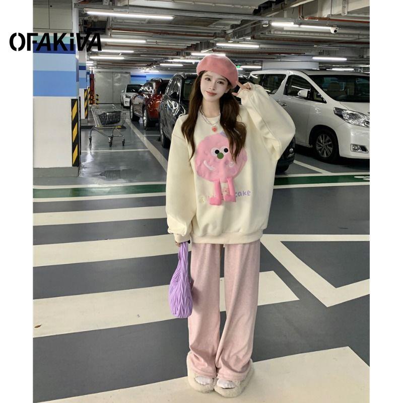 Áo Sweater Tay Dài Thêu Họa Tiết Hoạt Hình Thời Trang Mùa Thu 2023 Cho Nữ