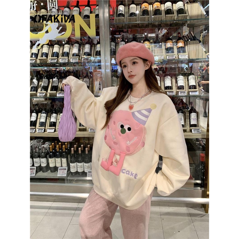 Áo Sweater Tay Dài Thêu Họa Tiết Hoạt Hình Thời Trang Mùa Thu 2023 Cho Nữ