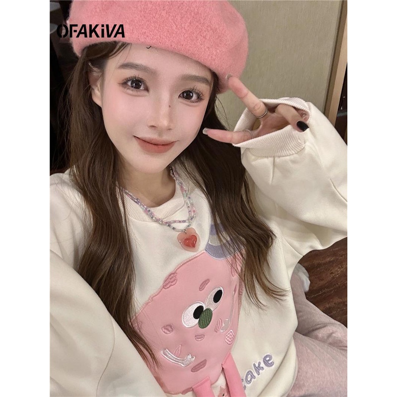 Áo Sweater Tay Dài Thêu Họa Tiết Hoạt Hình Thời Trang Mùa Thu 2023 Cho Nữ