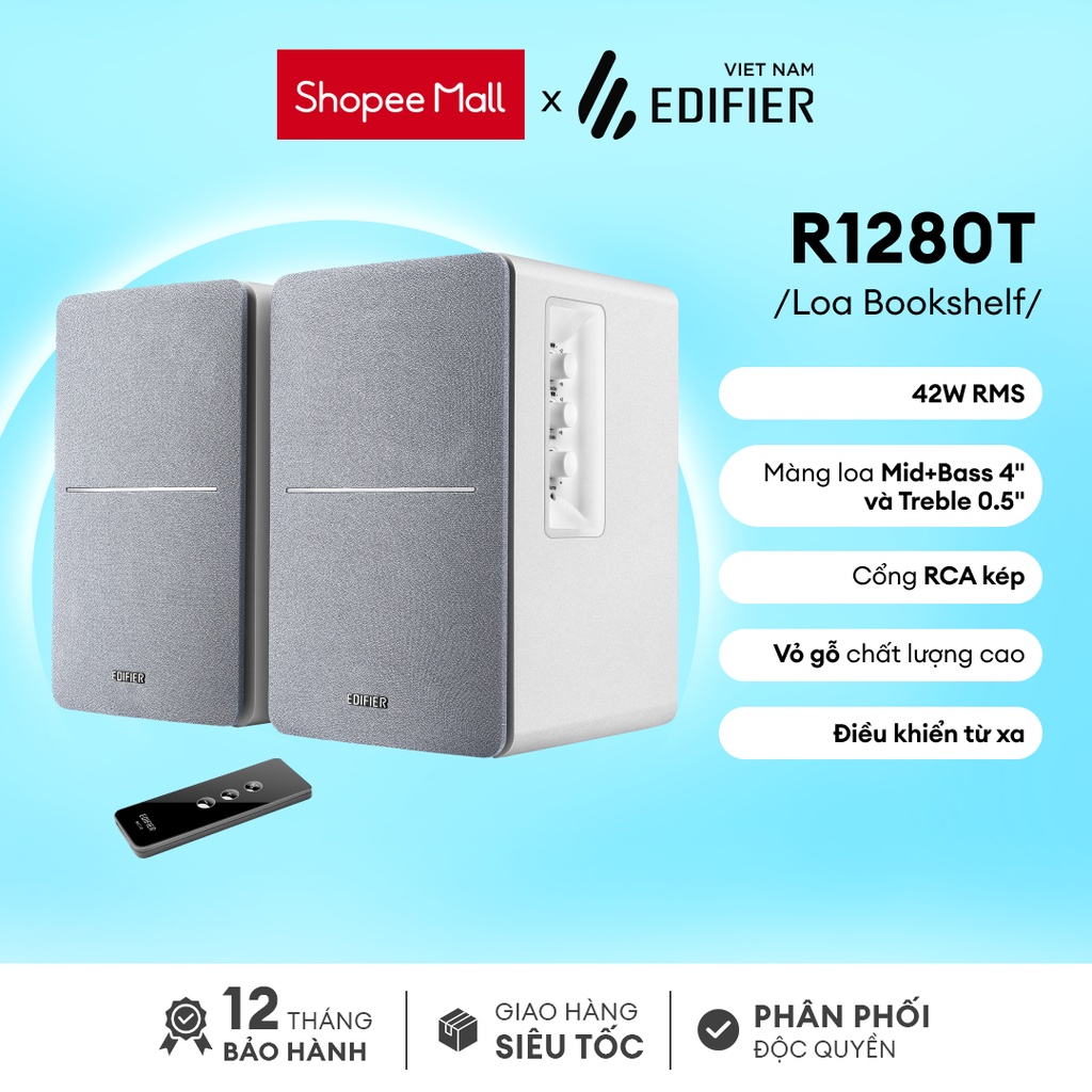 Loa Bookshelf 2.0 EDIFIER R1280T | Vỏ gỗ cổ điển | Đầu vào RCA kép | Bảo Hành 12 Tháng