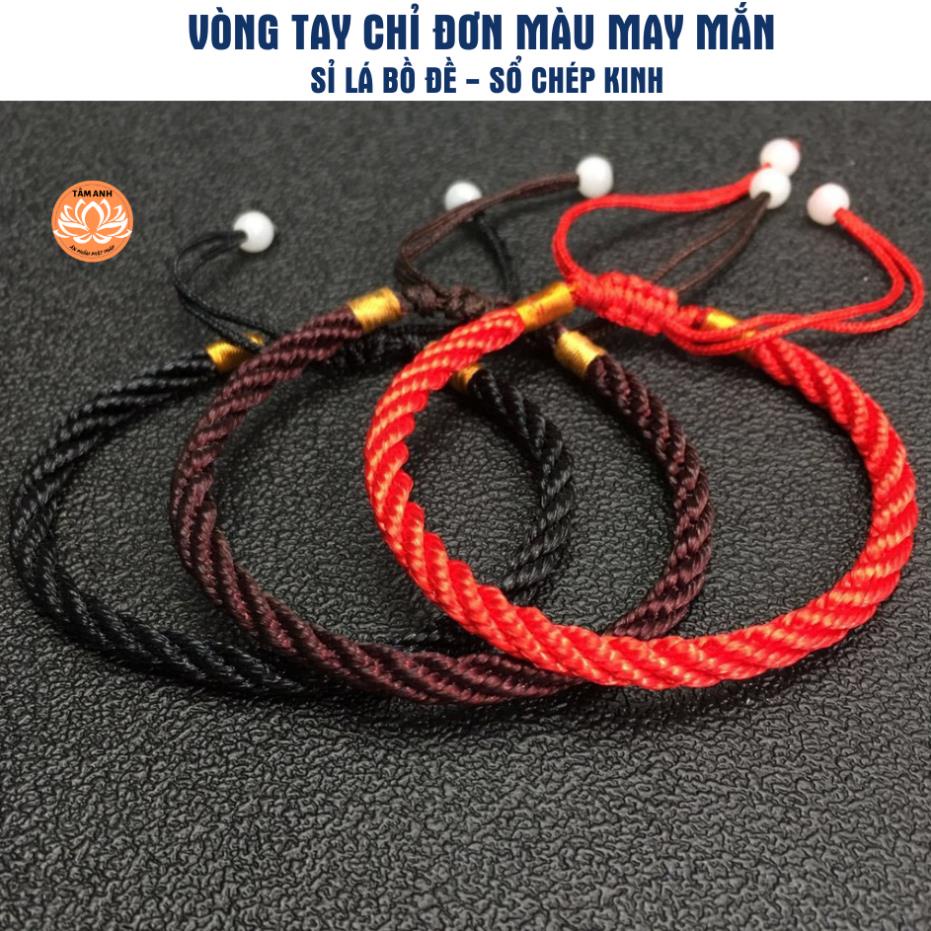 Vòng tay chỉ đỏ/nâu/đen đơn may mắn, phong cách trẻ trung