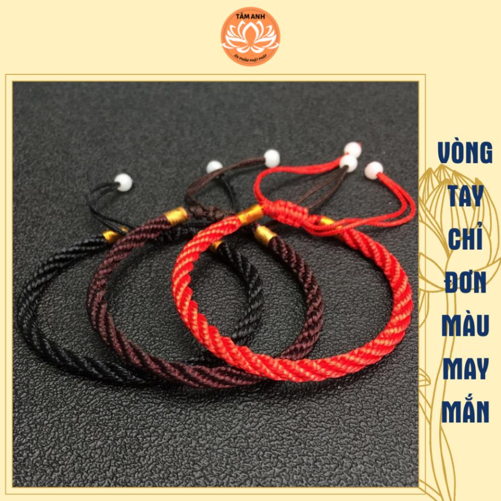 Vòng tay chỉ đỏ/nâu/đen đơn may mắn, phong cách trẻ trung