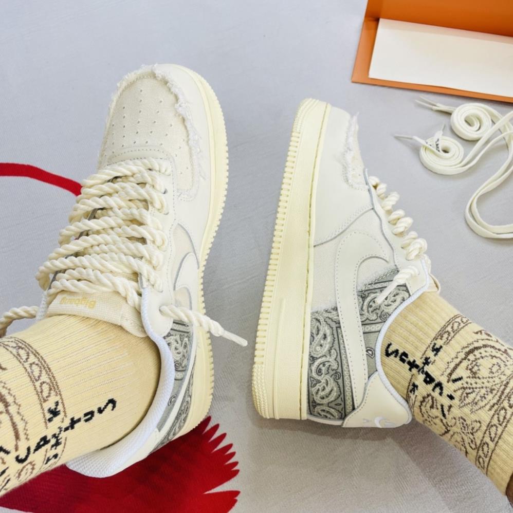 🔥 UY TÍN Giày thể thao AF1 dây thừng xám kem họa tiết, Giày sneaker air force 1 dây thừng bản đẹp mới 2023