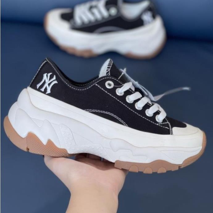 Giày mlb chunky NY đen cao cổ, Giày mlb chunky nam nữ đế nâu mới hàng 11 full bill box túi hộp