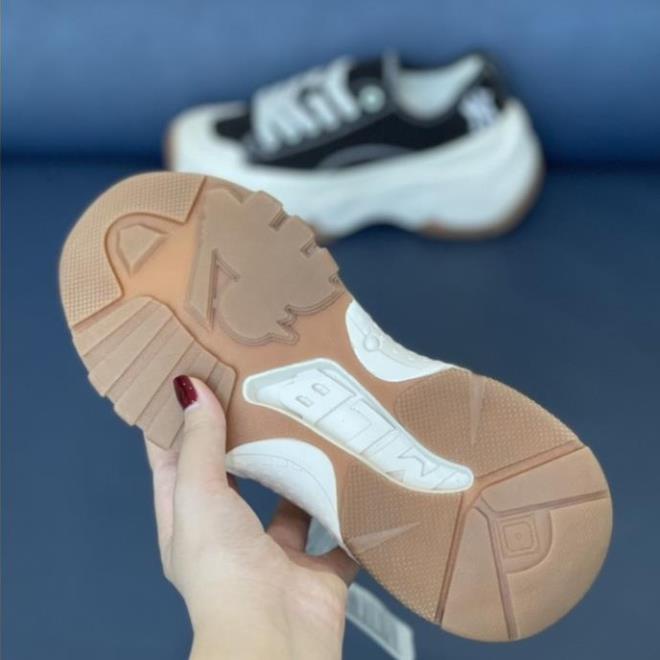 Giày mlb chunky NY đen cao cổ, Giày mlb chunky nam nữ đế nâu mới hàng 11 full bill box túi hộp