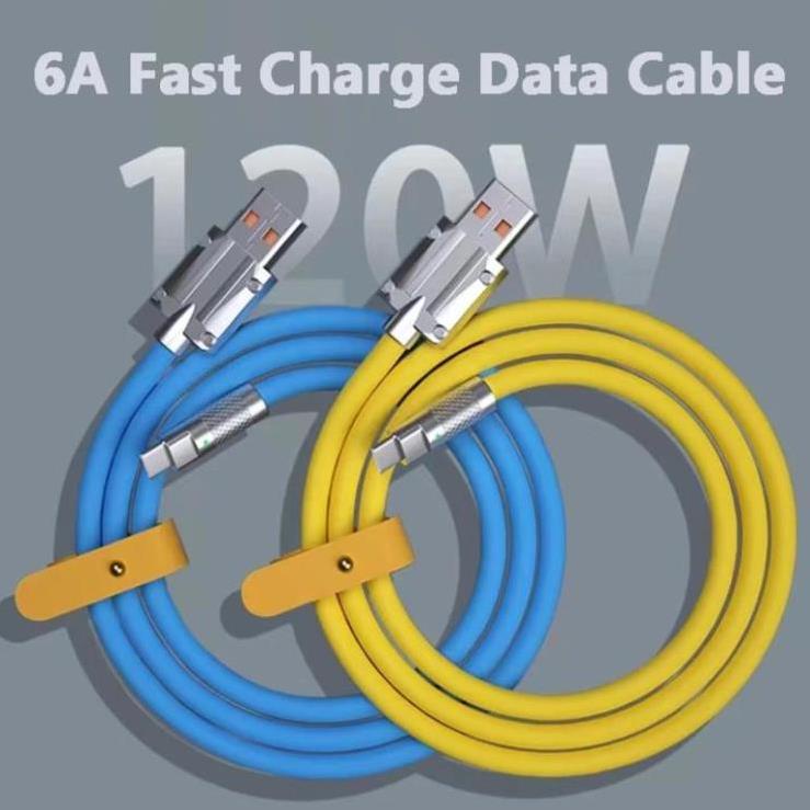 Cáp Sạc Nhanh 3 đầu Hợp Kim Kẽm 120W 6A Dây Silicone