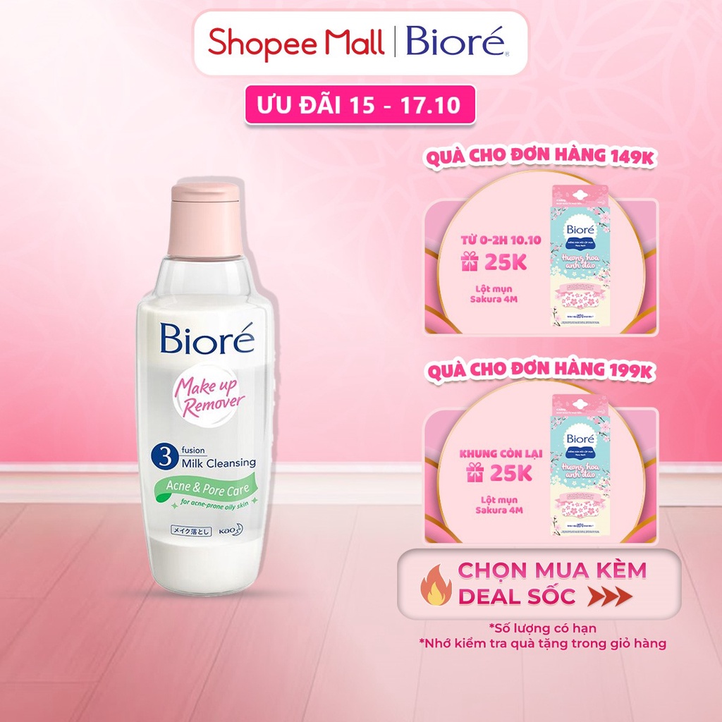 Sữa Tẩy Trang 3 Lớp Sạch Sâu Ngừa Mụn Bioré Make Up Remover Acne & Pore Care 300ml