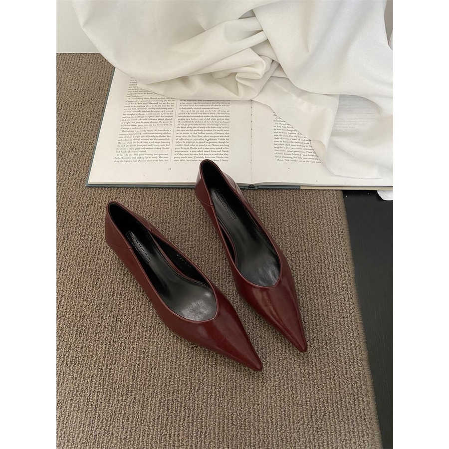 Giày Cao Gót Da Mềm Mũi Nhọn Thời Trang Cho Nữ